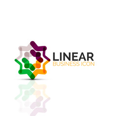 Abstract flower or star, linear thin line icon. Minimalistic business geometric shape symbol created with line segments