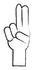 hand with two fingers up over white background, vector illustration