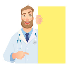 doctor holding blank signboard