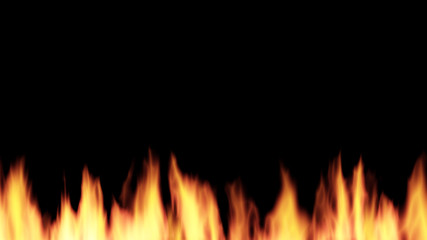 Fire frame at the bottom isolated on a black background 3d illustration render