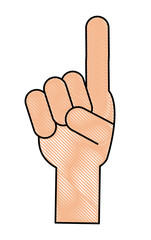 hand pointing up icon over white background, colorful design. vector illustration