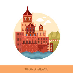 Cartoon building of grand royal palace