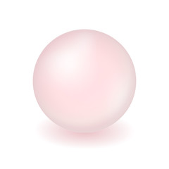 Pink pearl isolated on white background. Realistic pearl with shadow vector illustration. Natural shining 3d pink pearl, jewel, gem, decoration. Rose pearl. AI10