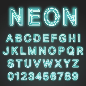 Alphabet font neon design
