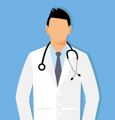 doctor in a dressing gown with a stethoscope. doctor without a face. vector illustration
