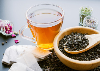 balck tea and herbs