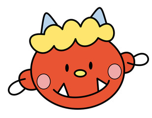 鬼の顔(赤、頬線、耳輪)