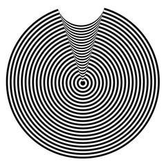 Abstract black and white background. Geometric pattern with visual distortion effect. Illusion of rotation. Op art.