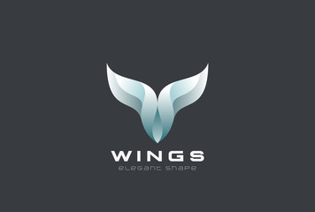 Wings Horns of steel metal Logo abstract design vector