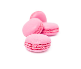 Pink strawberry traditional french dessert macarons