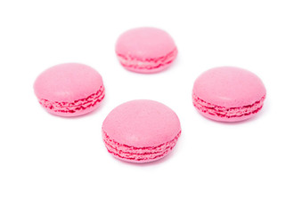 Pink strawberry traditional french dessert macarons