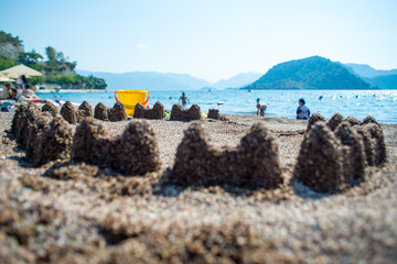 Sand castle on the beach