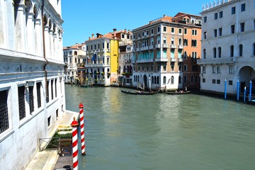 Architecture and Architectural Features in and around Venice, Italy including scenes on The Grand Canal, featuring gondolas.