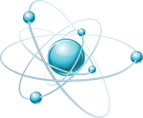 Vector model of atom - obrazy, fototapety, plakaty