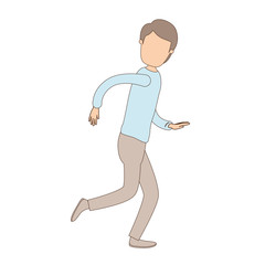 light color caricature faceless full body guy with hairstyle running vector illustration