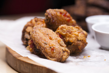 Close fried chicken wings