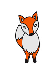 Obraz premium stehend neugierig fuchs schön design cool comic cartoon clipart logo tier wald