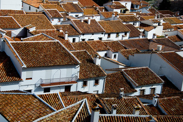 roof patterns of andalusian white village grazalema, spain
