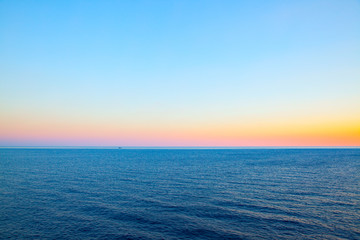 Sea horizon and clear at sundown