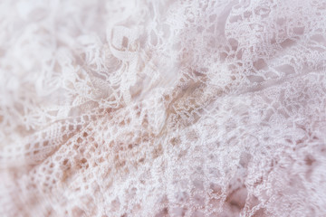Beautiful background delicate vintage knitted homemade pink lace of crochet napkins in retro style, double exposure photo.