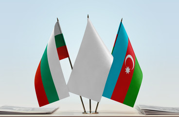 Flags of Bulgaria and Azerbaijan with a white flag in the middle