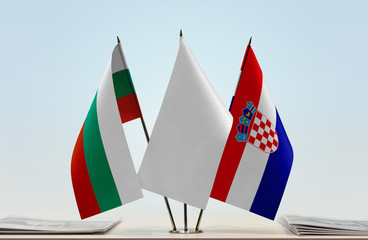 Flags of Bulgaria and Croatia with a white flag in the middle