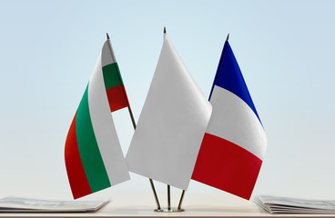 Flags of Bulgaria and France with a white flag in the middle