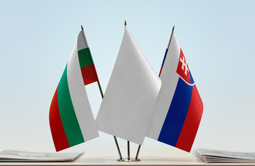 Flags of Bulgaria and Slovakia with a white flag in the middle