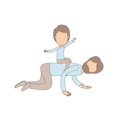 light color caricature faceless father with boy playing the horse on his back with arms open vector illustration