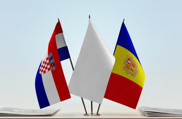 Flags of Croatia and Andorra with a white flag in the middle