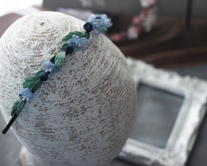Blue silk flower wedding bryde headband wreath ridesmaids