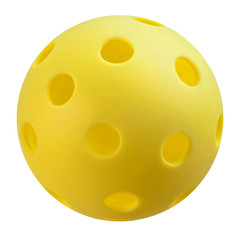 Yellow Pickleball on White background.