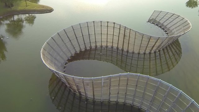 Aerial shot in parque Fundidora Monterrey Mexico 