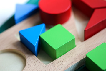 Multicolor wooden bricks,Toys blocks, Education concept.