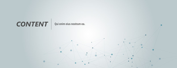 Scientific polygonal horisontal background with abstract connecting dots and lines