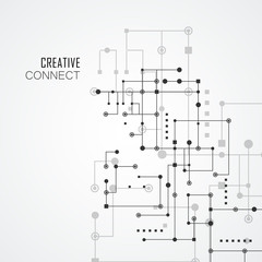 Network and connect lines and dots. Technology square communication background