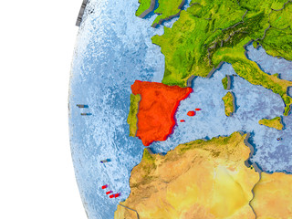 Map of Spain on model of globe