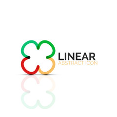 Abstract flower or star minimalistic linear icon, thin line geometric flat symbol for business icon design, abstract button or emblem