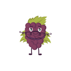 Vector illustration with funny grape character. fresh food time.