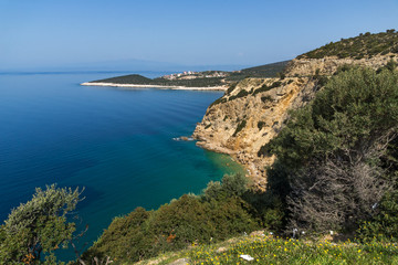Amazing small beach with blue waters in Thassos island, East Macedonia and Thrace, Greece  