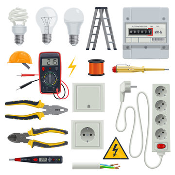 Electrician tools vector set