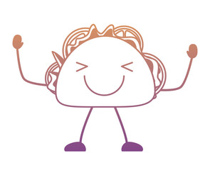 kawaii excited taco icon over white background, vector illustration