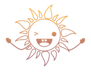 kawaii sun wiking an eye over white background, colorful design. vector illustration