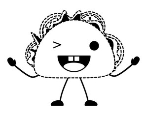sketch of kawaii taco winking an eye over white background, vector illustration