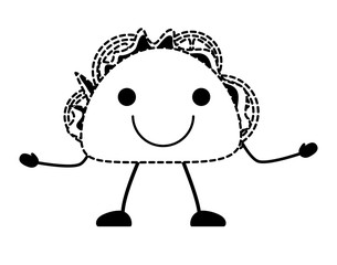 kawaii happy taco icon over white background, vector illustration