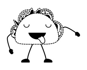 kawaii taco showing the tongue over white background, vector illustration