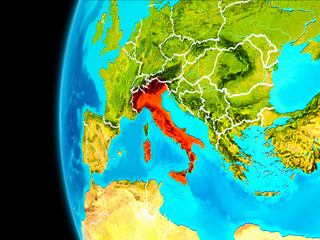 Map of Italy in red