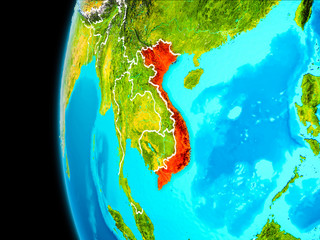 Map of Vietnam in red