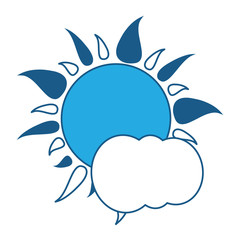 clouds and sun icon over white background, blue shading design. vector illustration
