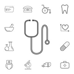 Stethoscope or steth - medical icon. Detailed set of medicine outline icons. Premium quality graphic design icon. One of the collection icons for websites, web design, mobile app